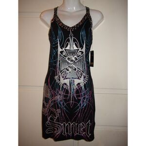 Smet Black Tank Dress Glitter Graphics